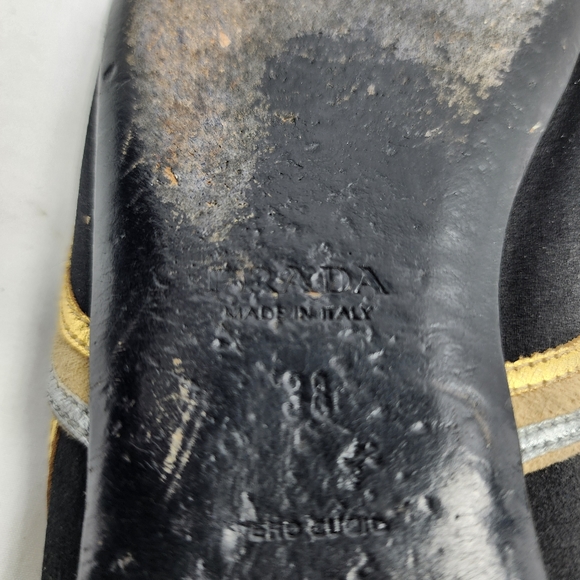 Prada Black Gold and Silver Flats Prada Size 38 US 8 - Picture 8 of 8